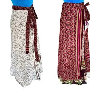 NWT Darn Good Yarn Silk Reversible Upcycle Floral Wrap Skirt